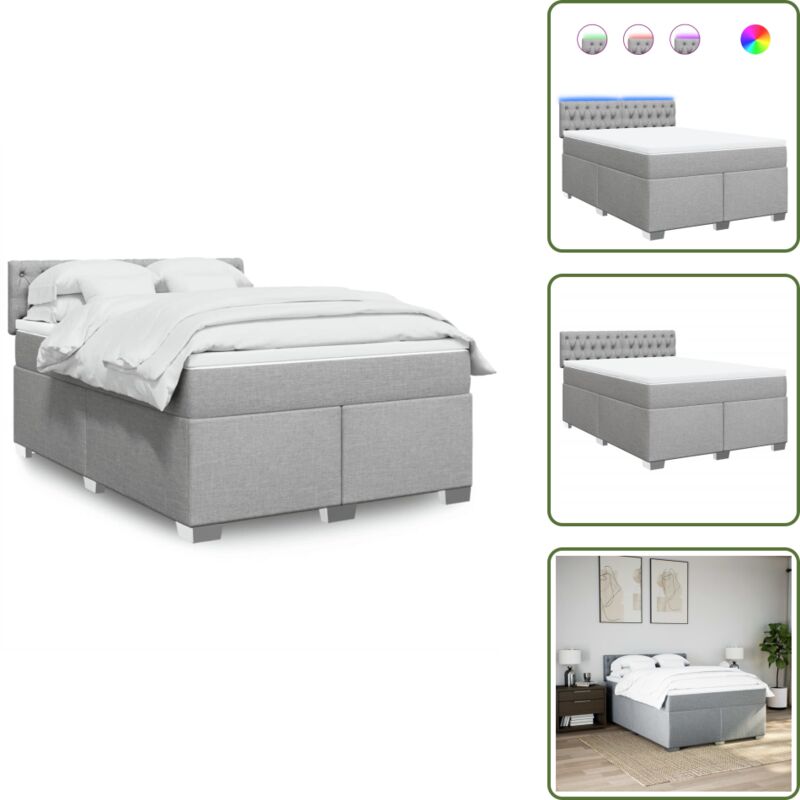 Boxspringbett mit Matratze Hellgrau 140x190 cm Stoff - Boxspringbett - Boxspringbetten - Bett - Bettgestell