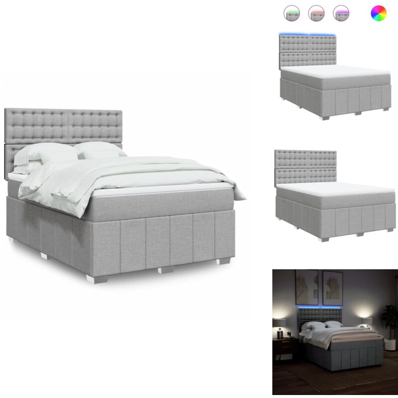 Boxspringbett mit Matratze Hellgrau 140x200 cm Stoff - Boxspringbett - Boxspringbetten - Bett - Bettgestell