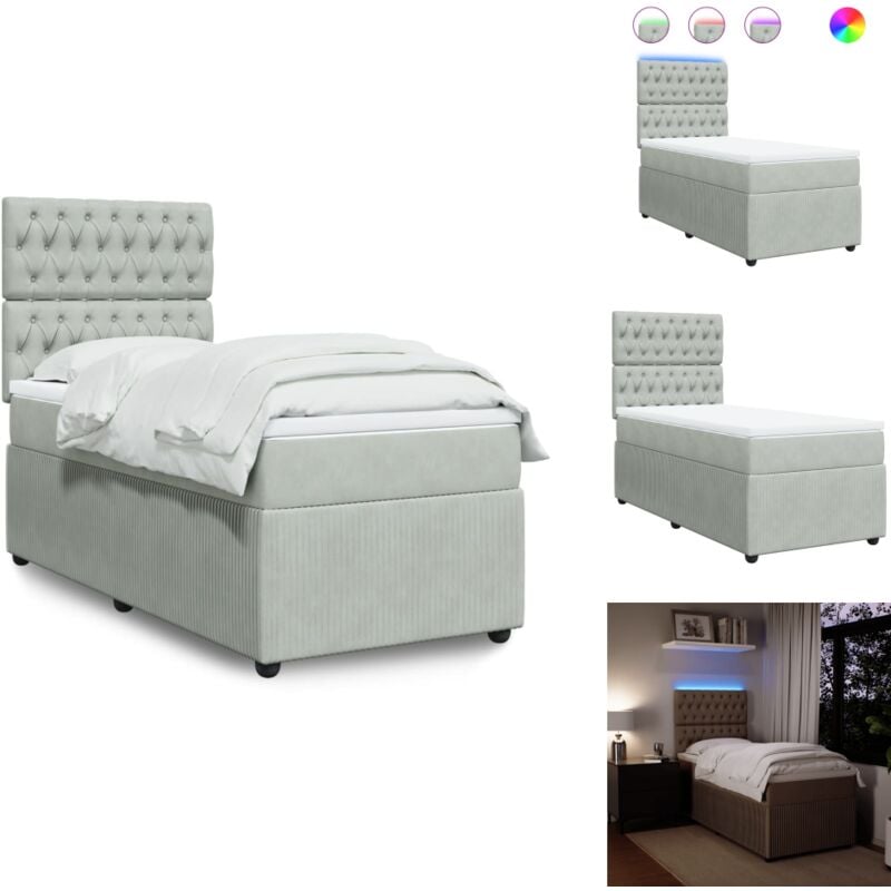 Boxspringbett mit Matratze Hellgrau 90x190 cm Samt - Boxspringbett - Boxspringbetten - Bett - Bett Mit Stauraum