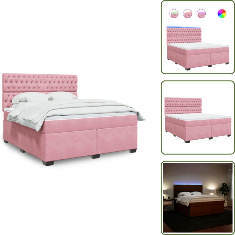 Vidaxl - Boxspringbett mit Matratze Rosa 180x200 cm Samt - Boxspringbett - Boxspringbetten - Bett - Betten