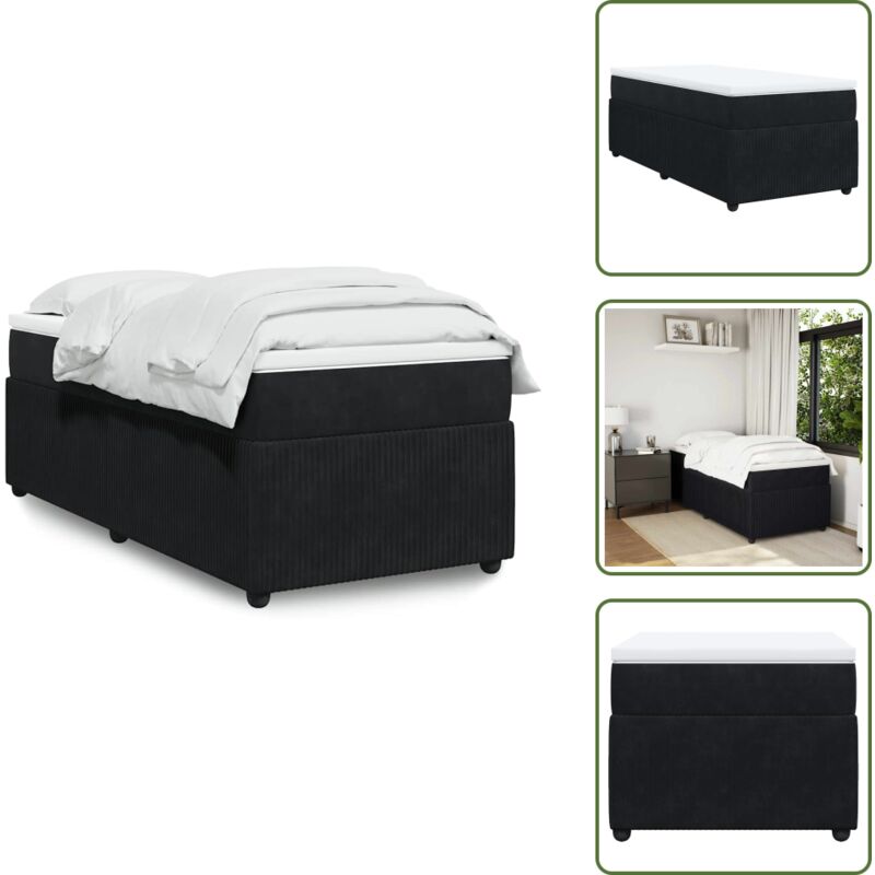 Vidaxl - Boxspringbett mit Matratze Schwarz 100x200 cm Samt - Boxspringbett - Boxspringbetten - Bett - Bett Mit Stauraum