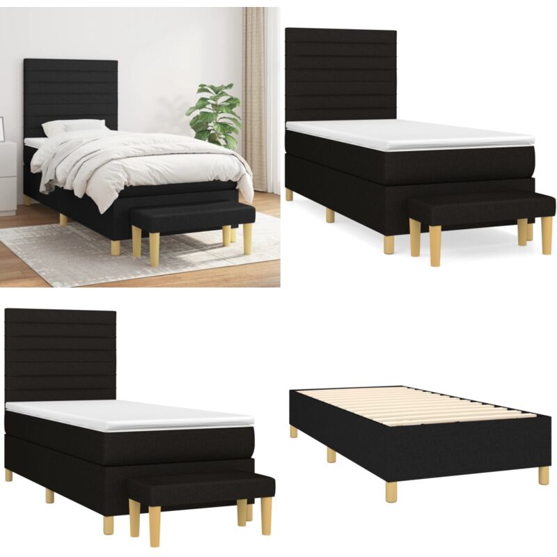 Boxspringbett mit Matratze Schwarz 100x200 cm Stoff - Boxspringbett - Doppelbett - Schlafraumgestaltung - Bettenausstattung - Bettwaren - Home &