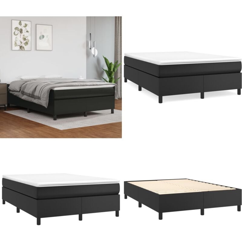 Boxspringbett mit Matratze Schwarz 140x200 cm Kunstleder - Boxspringbett - Doppelbett - Bettenrahmen - Kunstlederbett - Matratze - Home & Living