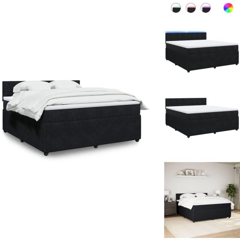 Vidaxl - Boxspringbett mit Matratze Schwarz 180x200 cm Samt - Boxspringbett - Boxspringbetten - Bett - Schlafzimmermöbel