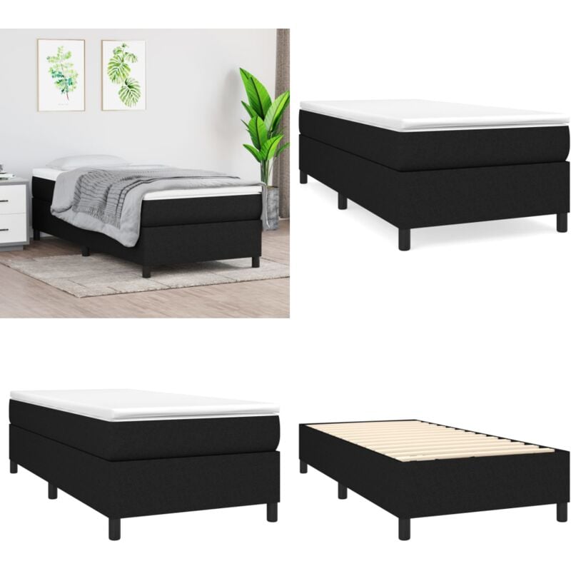 Boxspringbett mit Matratze Schwarz 90x190 cm Stoff - Boxspringbett - Doppelbett - Bettenrahmen - Matratze - Bettwaren - Home & Living