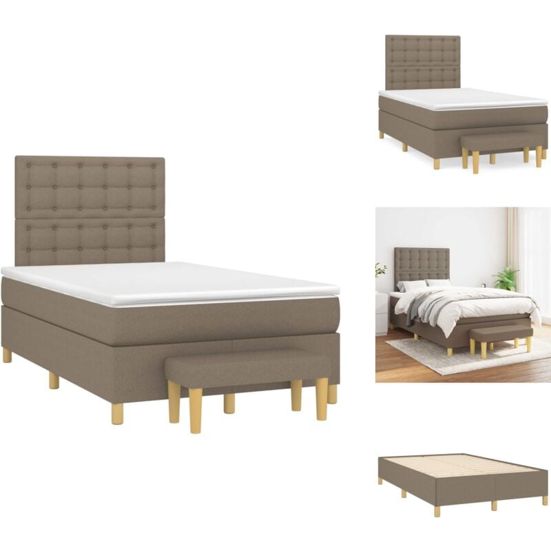 Boxspringbett mit Matratze Taupe 120x190 cm Stoff - Boxspringbett - Doppelbett - Bettenrahmen - Matratze - Bettwaren
