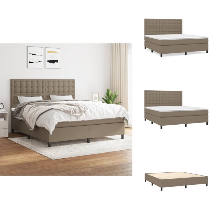 Boxspringbett mit Matratze Taupe 180x200 cm Stoff - Boxspringbett - Doppelbett - Bettenrahmen - Lattenrost - Matratze