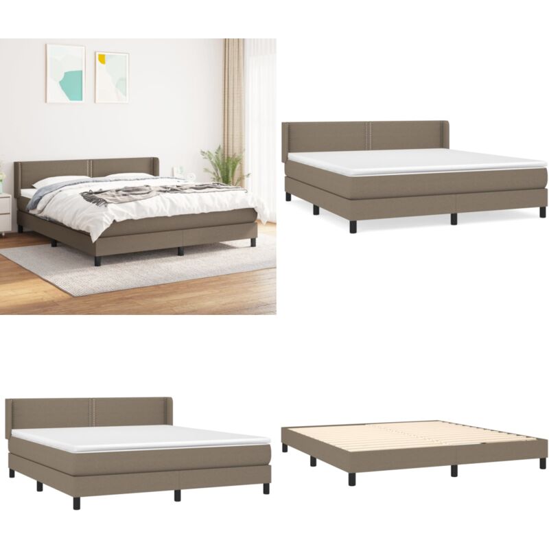 Boxspringbett mit Matratze Taupe 180x200 cm Stoff - Boxspringbett - Doppelbett - Bettenrahmen - Lattenrost - Matratze - Home & Living