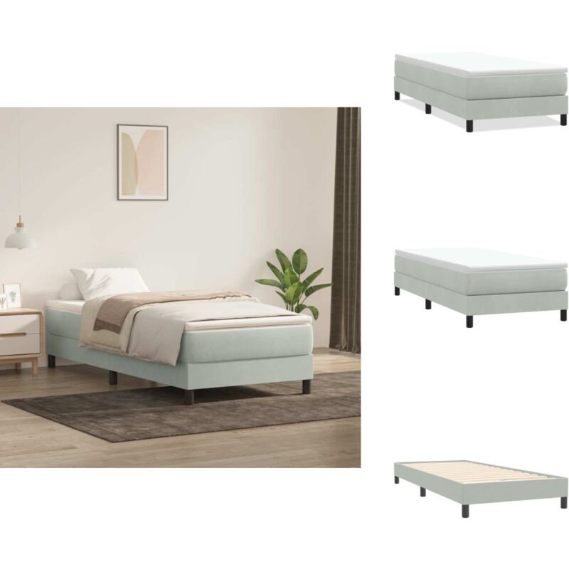 Boxspringbett ohne Matratze Hellgrau 100x220 cm Samt - Boxspringbett - Boxspringbetten - Bett - Schlafzimmermöbel