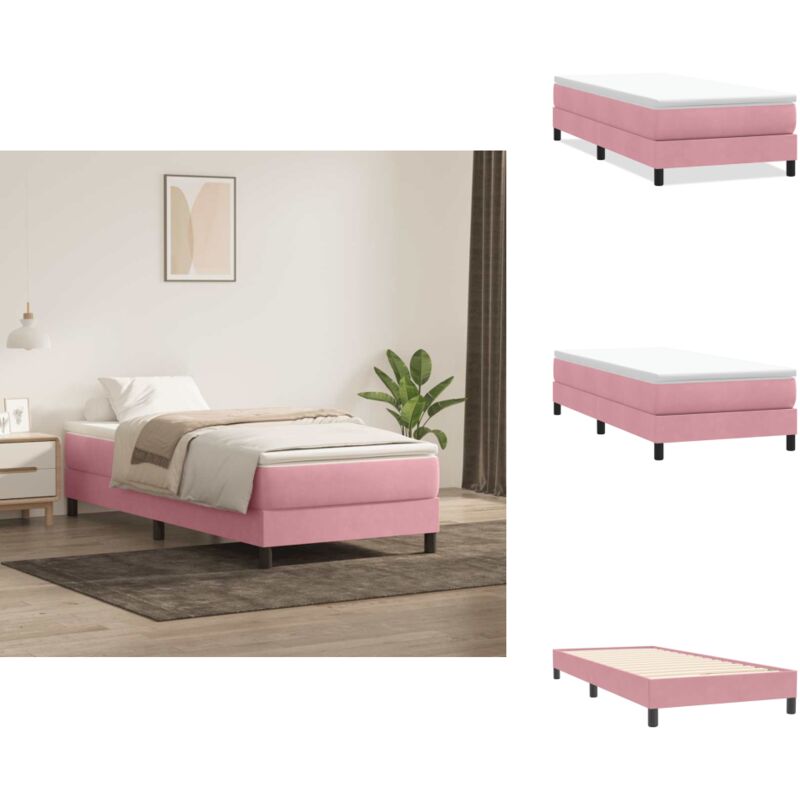 Boxspringbett ohne Matratze Rosa 80x220 cm Samt - Boxspringbett - Boxspringbetten - Bett - Schlafzimmermöbel