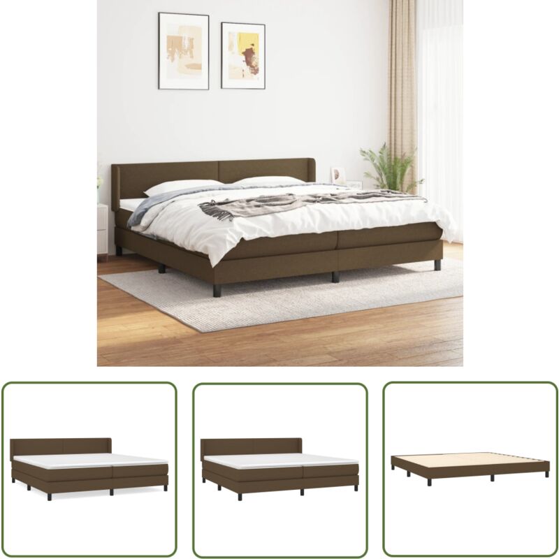 The Living Store Boxspringbett mit Matratze Dunkelbraun 200x200 cm Stoff - Boxspringbett - Doppelbett - Massivholzbette - Betten Mit Kopfteil