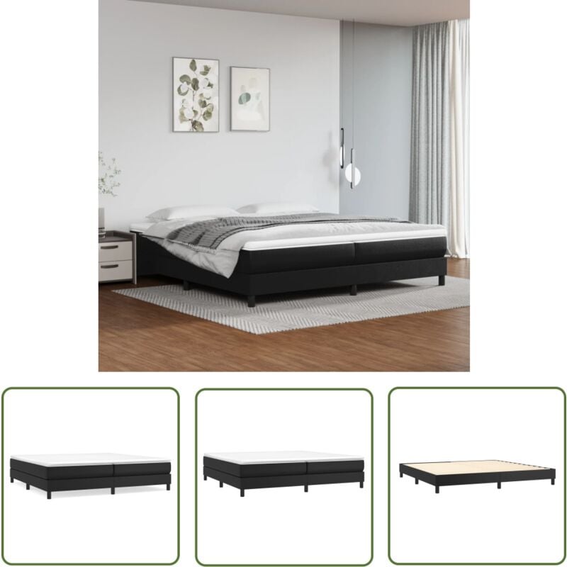 The Living Store Bettgestell Schwarz 200x200 cm Kunstleder - Bettes Gestell - Doppelbett - Kunstleder Bett - Schwarzes Bett - Boxspringbetten