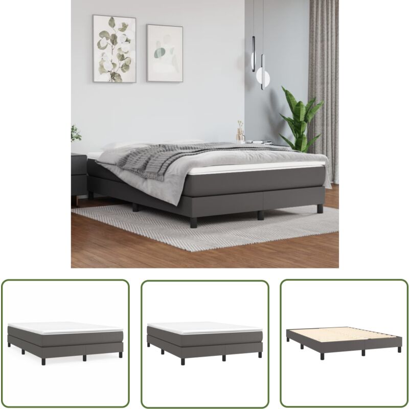 The Living Store Bettgestell Grau 140x200 cm Kunstleder - Bettes Gestell - Schlafzimmer Möbel - Kunstleder Bett - Doppelbett - Boxspring Bettwäsche