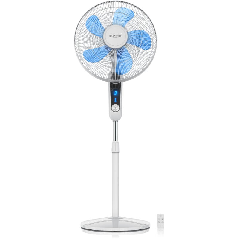 Brandson Standventilator Silent mit Fernbedienung und Display, mobiler Lüfter, Oszillation 80°, 60 Watt, Ventilator leise, Höhe verstellbar
