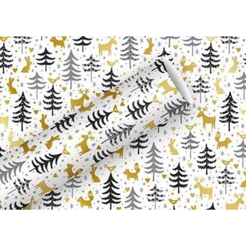 Braun & Company Geschenkpapier Forest Friends Alu 1,5 m x 70 cm Geschenkpapier
