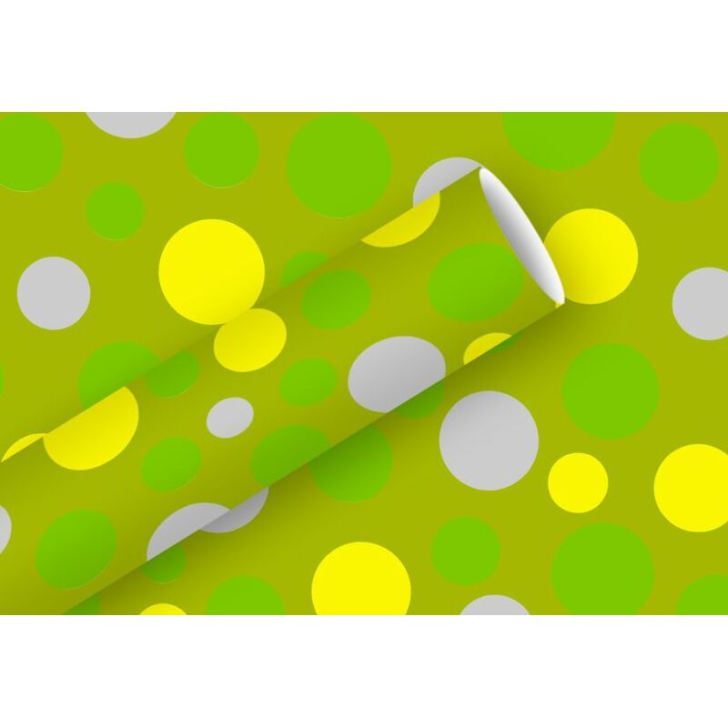 Braun & Company Geschenkpapier Kollektion Bubbels grün-gelb 1,5 m x 70 cm Geschenkverpackungen