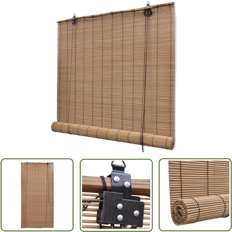 The Living Store - Bambusrollo Braun 140x160 cm - Bambusrollo - Fensterschmuck - Fensterdeko - Natürliches Rollo - Lichtdurchlässiges Rollo