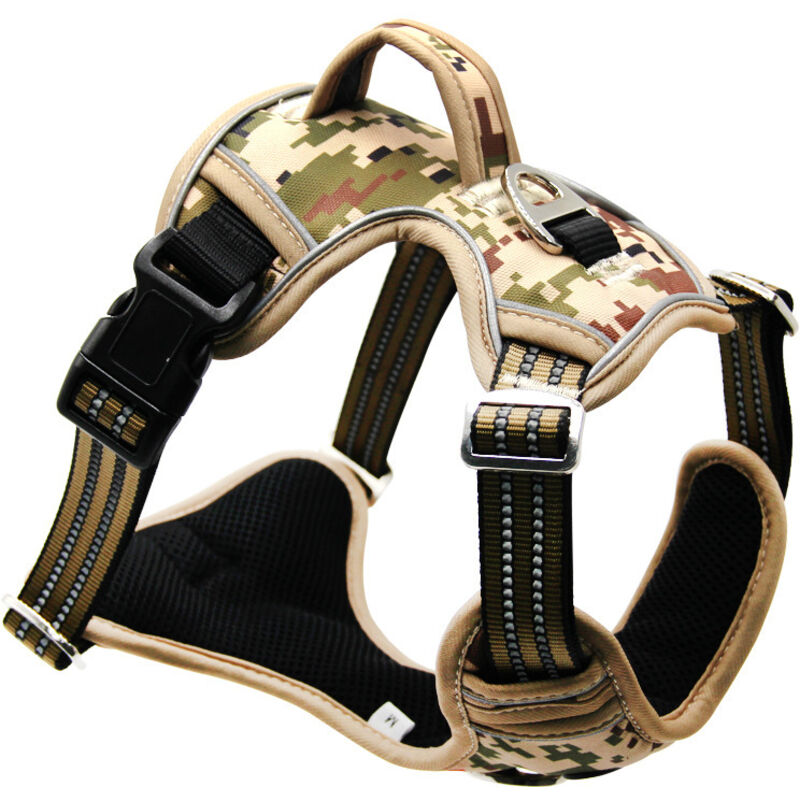 Linghhang - Braunes Tarnmuster, m, Hundegeschirr, Anti-Zug-Hundegeschirr, atmungsaktive, verstellbare, langlebige reflektierende Weste, einfach