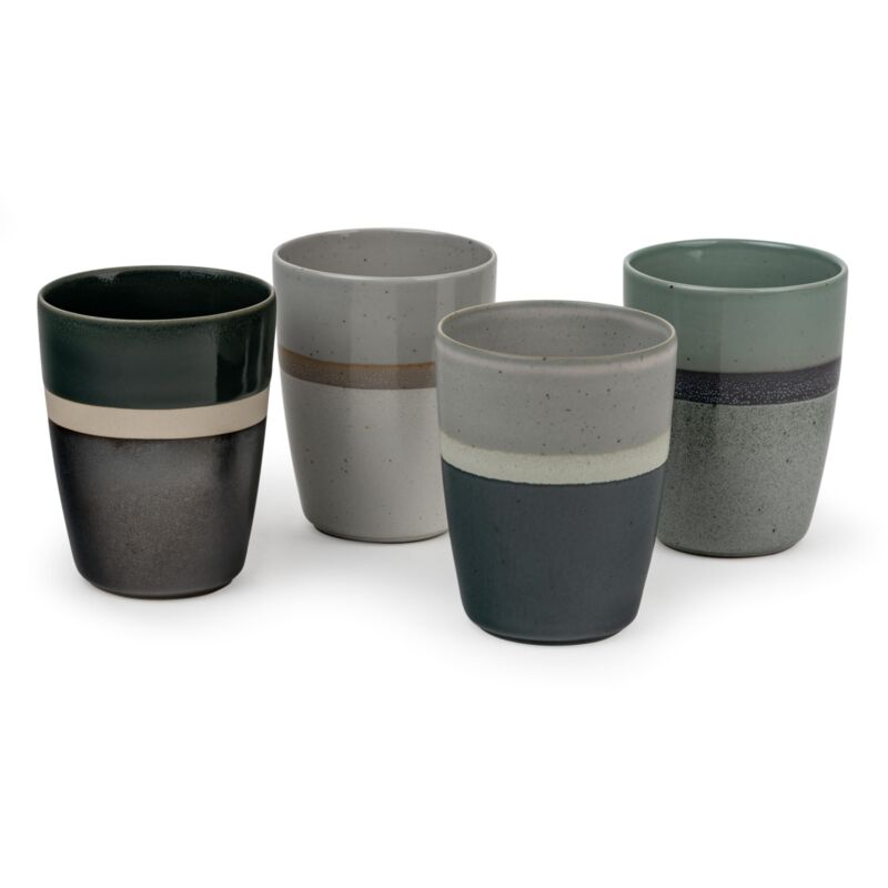 Set de Tassen de Teetassen de 4 Stück - Tassen de Keramik de Farben mit Design de Streifen - je de 200 ml de Fassungsvermögen - Bredemeijer