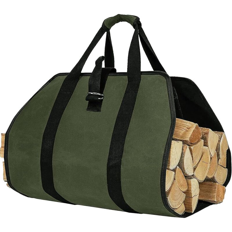 Jusch - Brennholz-Tragetasche, Oxford-Stoff, Kaminholztasche, wasserabweisende Holzscheit-Tragetasche, faltbares Kaminzubehör, ideal für Holzöfen,
