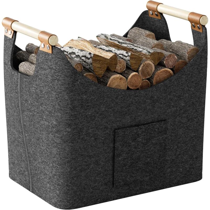 Brennholzkorb, großer Brennholzkorb, Filztasche, Brennholz-Aufbewahrungskorb, 45 x 32 x 40 cm