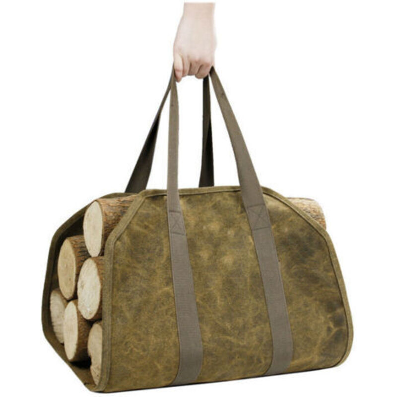 Brennholztasche Kamin Tragetasche, Solider Canvas Brennholzkorb, Brennholz Transportkorb Brennholz Kaminzubehör für Holzofen, 94 x 46cm