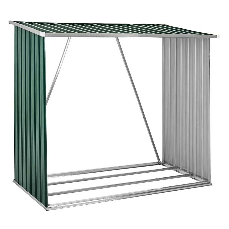 Estexo - Brennholzunterstand Holz Regal Brennholz Lager Kaminholz Unterstand Metall Grün