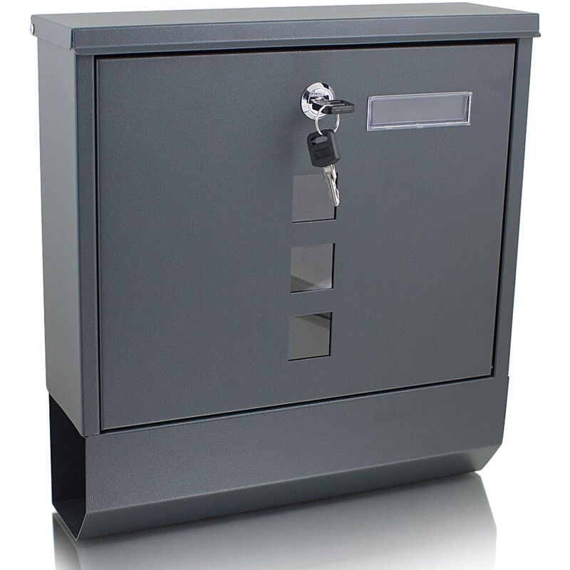 Bituxx - Briefkasten anthrazit grau Post Briefkasten Wandbriefkasten mit Zeitungsrolle