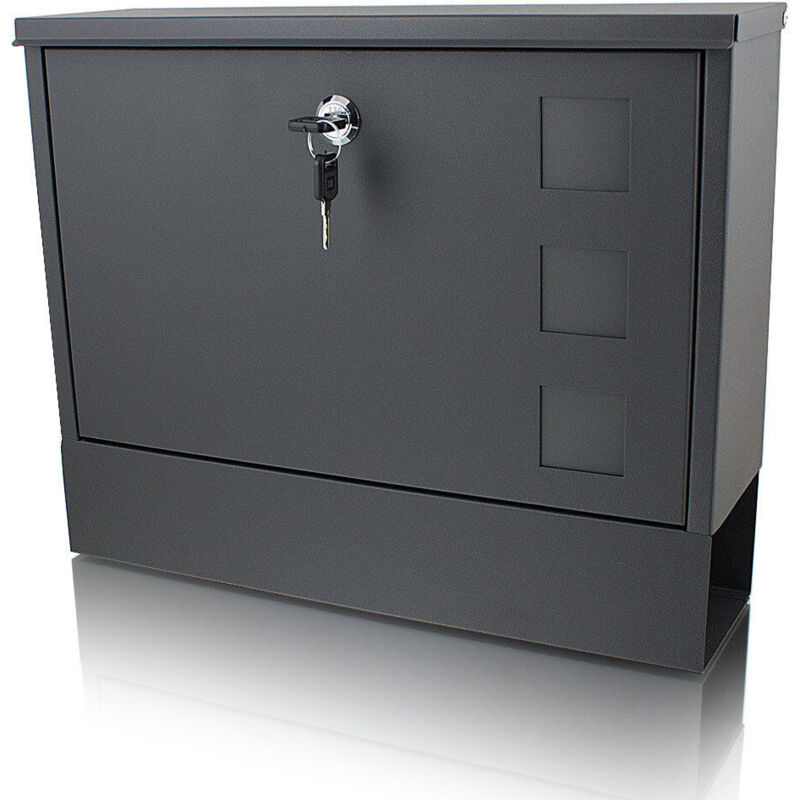 Bituxx - Briefkasten grau anthrazit Post Briefkasten Wandbriefkasten mit Zeitungsfach