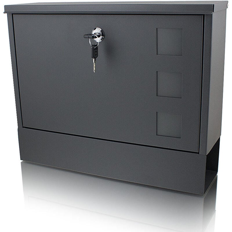 Bituxx - Briefkasten grau anthrazit Post Briefkasten Wandbriefkasten mit Zeitungsfach