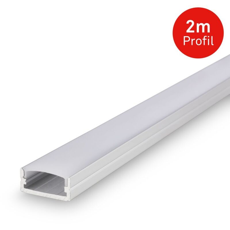 Briloner - LED-Stripe-Profil, Abdeckung für LED-Strifen, LED-Stripes, Diffusor LED-Band, alu-weiß, Kunststoff, 200x2,3x1,3 (LxBxH)
