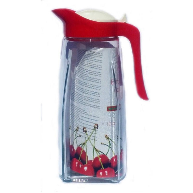 Trade Shop Traesio - Trade Shop - Glaskrug Karaffe mit farbigem Deckel Getränke Getränke Kühlschrank 1,5 l -