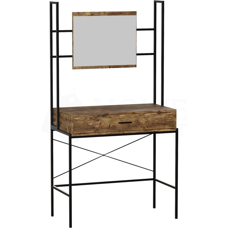 Home Discount - Brooklyn Industrial Schminktisch 1 Schublade Makeup Tisch Schminktisch Set Schlafzimmer Möbel, Dunkelholz