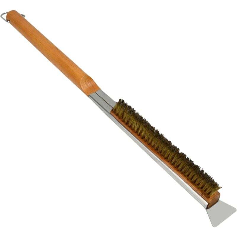 Brosse pour four à pizza, brosse de nettoyage pour pierre à pizza en fil de cuivre avec grattoir, accessoires pour four à pizza en plein air