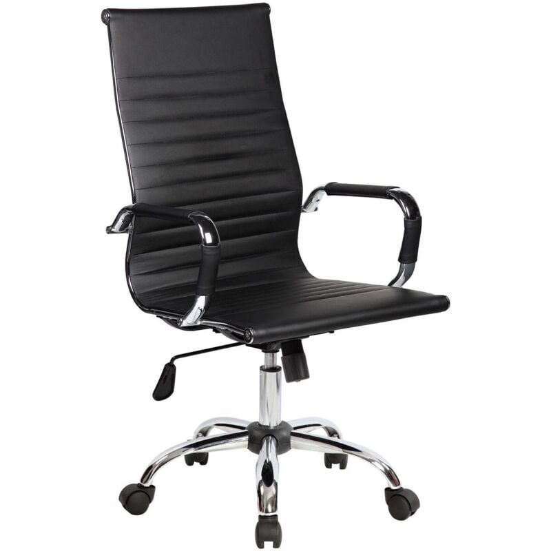 Bürostuhl Milton, Chefsessel mit Armlehnen, Ergonomischer Bürostuhl, Schwarz, Cm 63x54h106/116