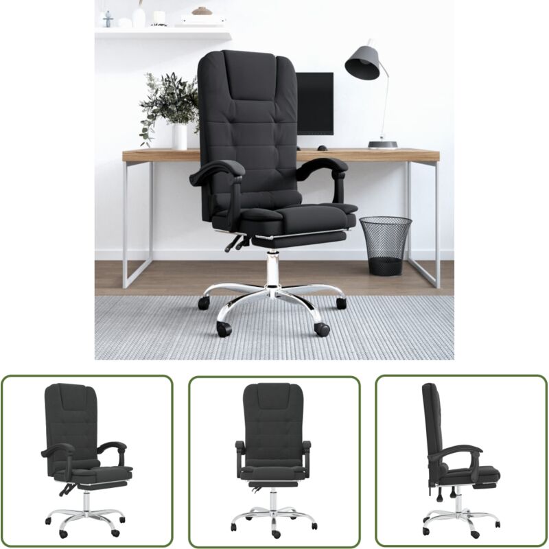 The Living Store Bürostuhl mit Massagefunktion Schwarz Kunstleder - Massierender Bürostuhl - Ergonomischer Bürostuhl - Schreibtischstuhl