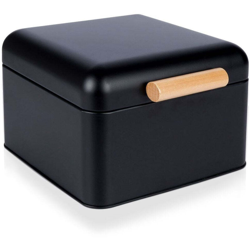 Excellent Houseware - Brotkasten aus Metall mit Holzgriff, 22 x 20 x 14 cm