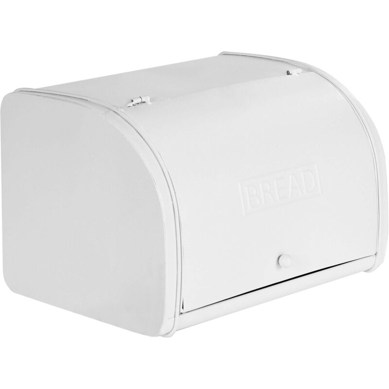 Beliani - Brotkasten Weiß aus Eisen mit Deckel 39 x 24 x 21 cm ʺBreadʺ Schriftzug Dekorativ Küchenzubehör Brotbox Brotdose Brotaufbewahrung