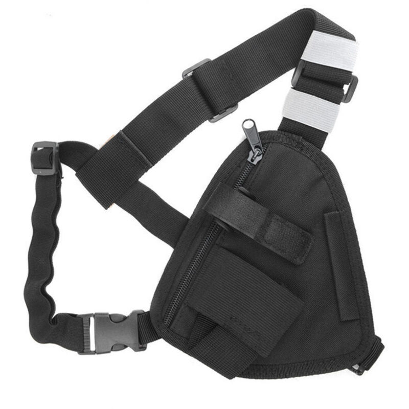 Brustgurt für Funkgeräte, tragbare Weste, schwarze Brusttasche mit verstellbarem Gurt, kompatibel mit Motorola Walkie-Talkies und Baofeng-Geräten,