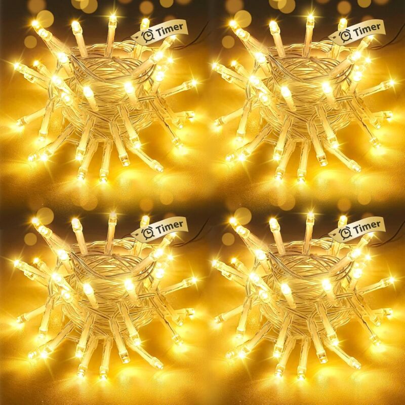 btfarm 4er-Pack batteriebetriebene Lichterkette mit Timer, 2 Modi – 3 m – 30 LEDs – Kleine, wasserdichte Lichterkette – Ideal für Weihnachten,