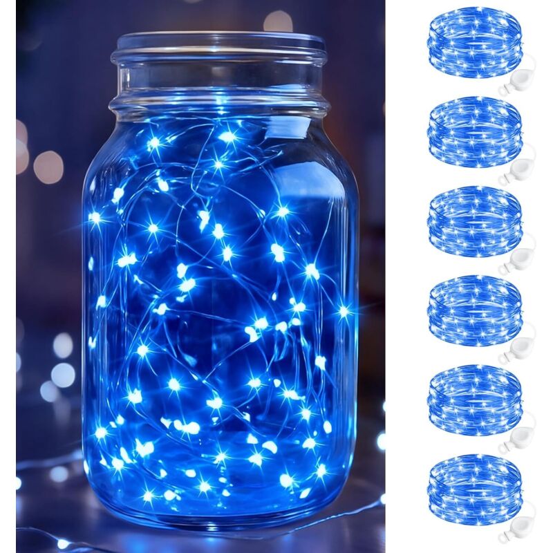 btfarm 6er-Pack batteriebetriebene LED-Lichterkette – 2 m – 20 LEDs – Mini-Lichterkette – wasserdicht – mit Knopfzellenbatterien – für Weihnachten,