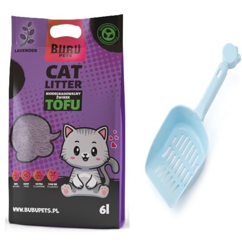Bubu Pets Biologisch abbaubare Tofu-Katzenstreu 2,5 kg / 6 l – Lavendel