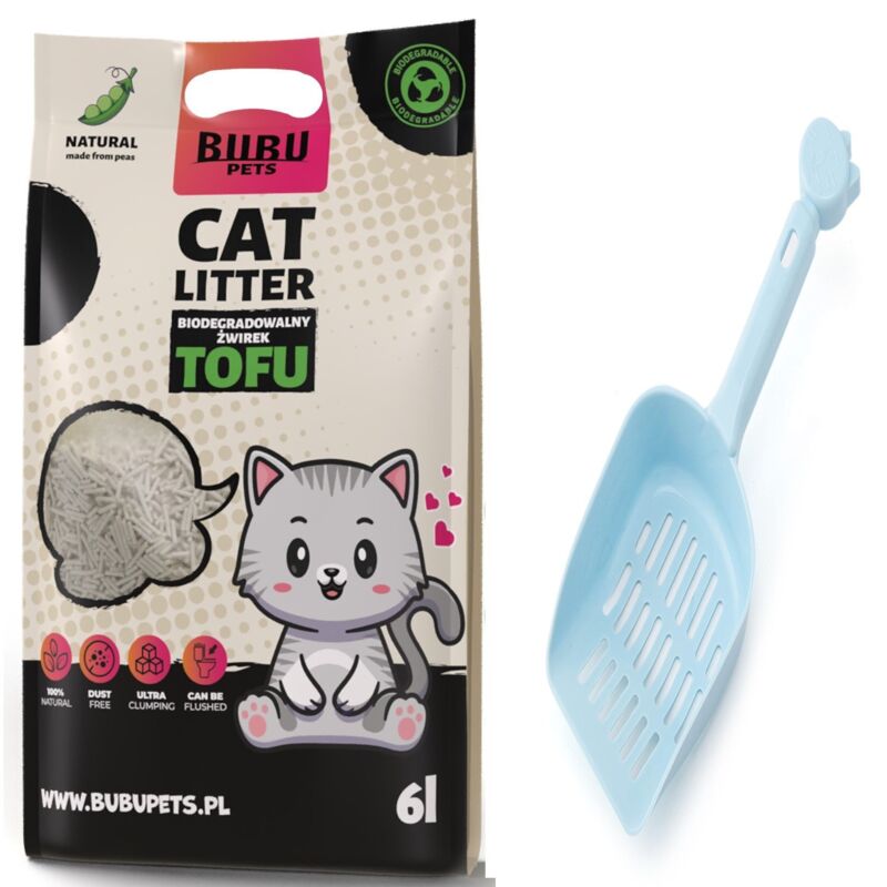 Bubu Pets Biologisch abbaubare Tofu-Katzenstreu 2,5 kg / 6 l – Natürlich