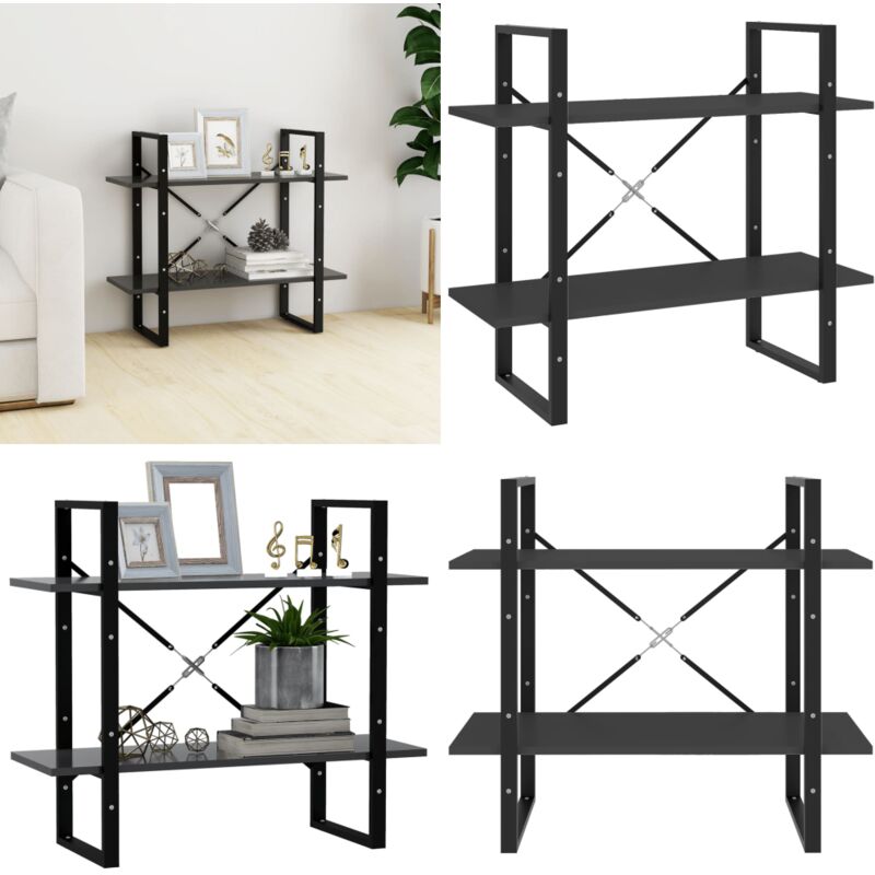 Vidaxl - Bücherregal 2 Fächer Grau 80x30x70 cm Holzwerkstoff - Bücherregal - Regal - Industrielles Design - Graues Bücherregal - Holzkasten - Home &