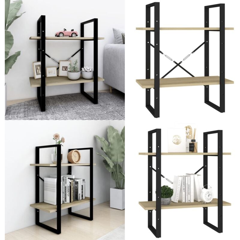 Vidaxl - Bücherregal 2 Fächer Sonoma-Eiche 60x30x70 cm Holzwerkstoff - Holzregal - Bücherregal - Regal - Industrielles Design - Sonoma-Eiche - Home &