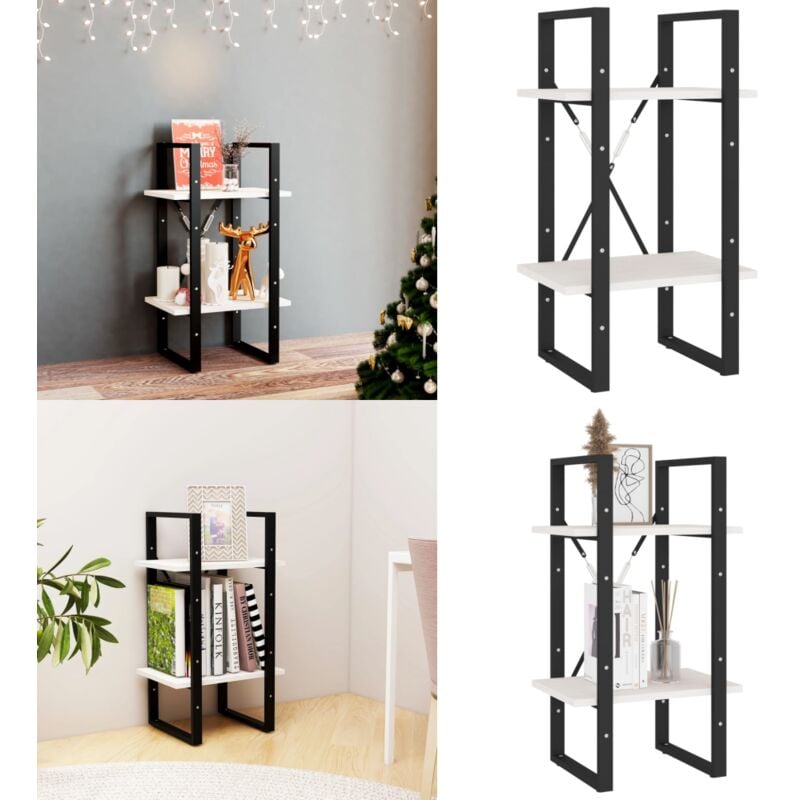 Bücherregal 2 Böden Weiß 40x30x70 cm Massivholz Kiefer - Bücherregal - Regal - Holzmöbel - Industrielles Design - Weißes Bücherregal - Home & Living