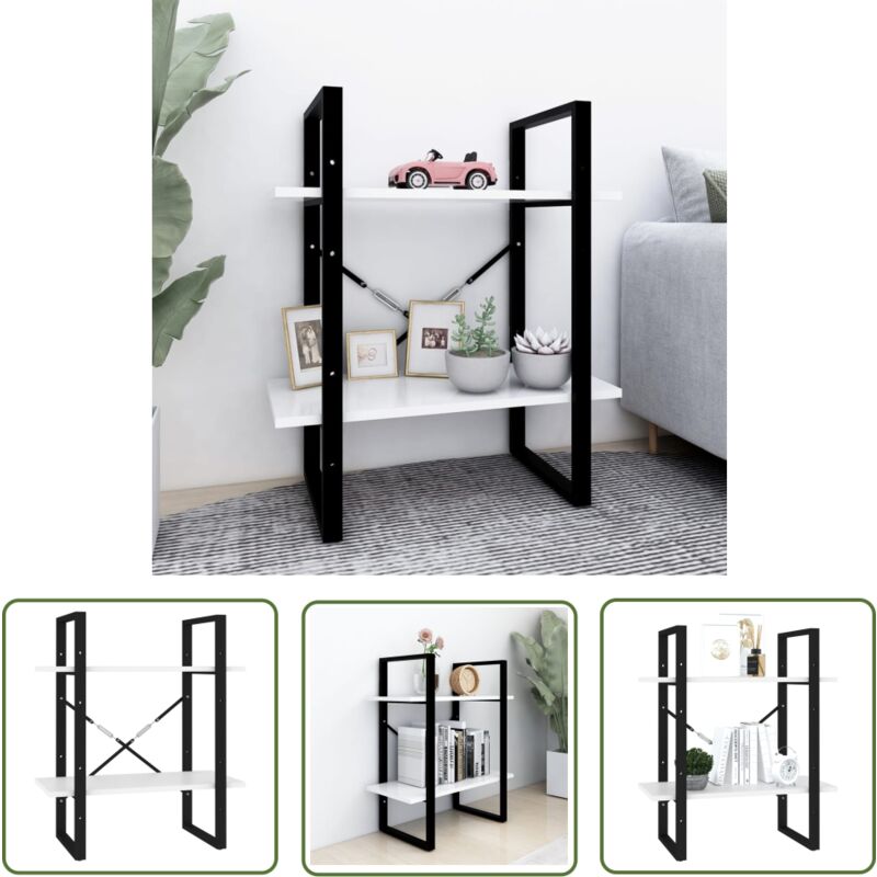 The Living Store Bücherregal 2 Fächer Weiß 60x30x70 cm Holzwerkstoff - Bücherregal - Regal - Holzmöbel - Weißes Regal - Industrielles Design