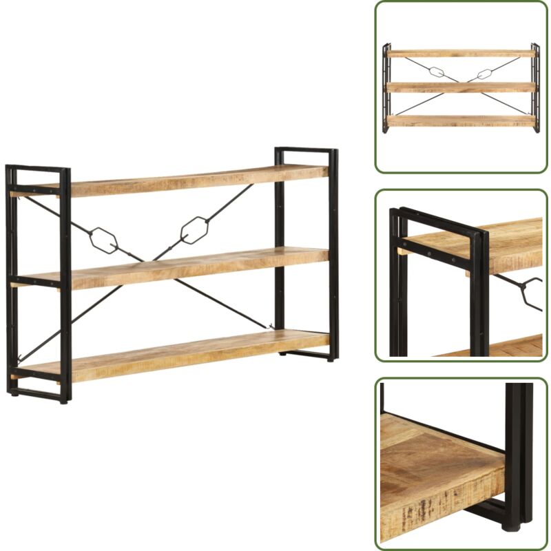 Vidaxl - Bücherregal 3 Fächer 140x30x80 cm Mango Massivholz - Holz Regal - Bücherregal - Industrielles Design - Mangoholz - Vintage Stil
