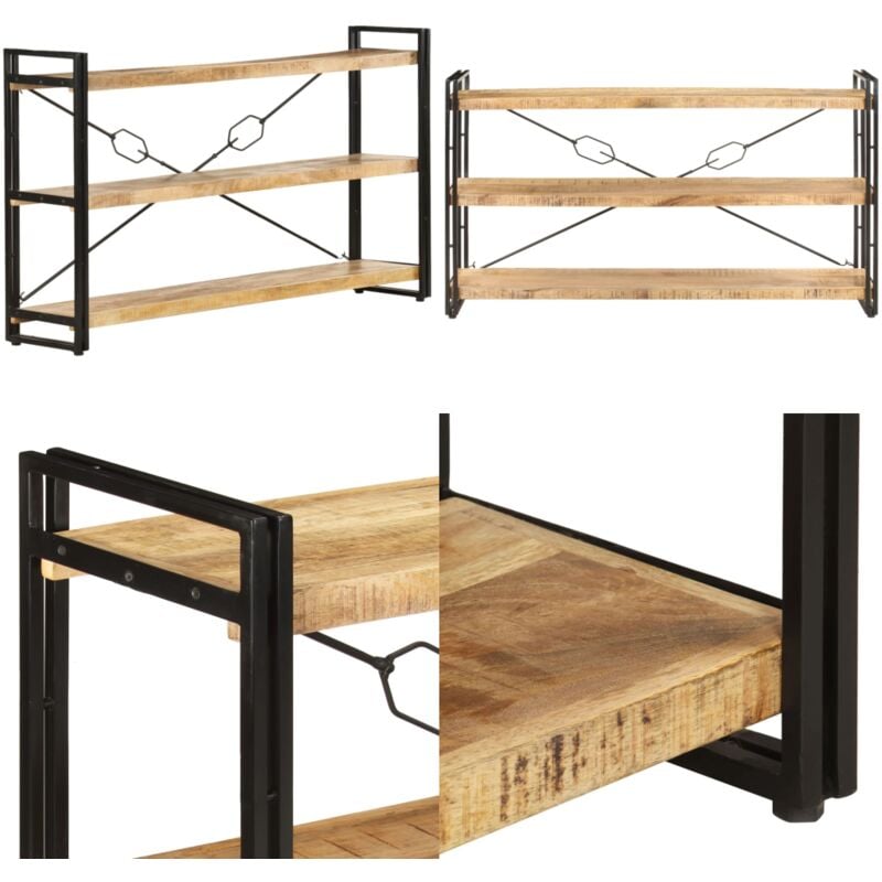 Vidaxl - Bücherregal 3 Fächer 140x30x80 cm Mango Massivholz - Holz Regal - Bücherregal - Industrielles Design - Mangoholz - Vintage Stil - Home &