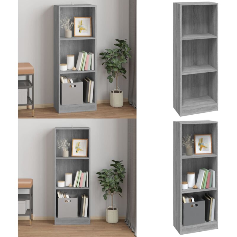 Vidaxl - Bücherregal 3 Fächer Grau Sonoma 40x24x109 cm Holzwerkstoff - Bucherregal - Regal - Holzmöbel - Grau Sonoma - Wohnraumgestaltung - Home &
